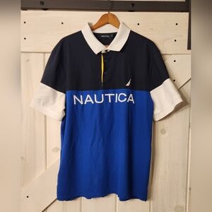 Men's Y2K Nautica Polo Sailing Shirt. Size XL. Rugby Style. Excellent Condition.